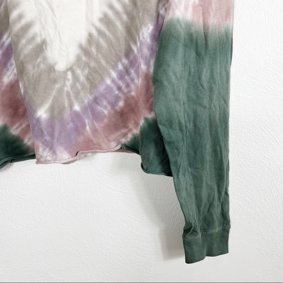 Daydreamer Dusty Rose Tie Dye Long Sleeve Crewneck Crop Top - Picture 5 of 10
